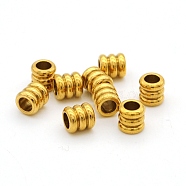 304 Stainless Steel Beads, Grooved, Column, Golden, 6x6mm, Hole: 3mm(STAS-N090-JA717-2)