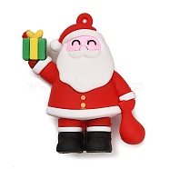 Christmas PVC Plastic Big Pendants, Santa Claus, 53.5x47x19mm, Hole: 2mm(KY-D018-02D)