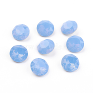 Pointed Back & Back Plated K9 Glass Rhinestone Cabochons, Grade A, Faceted, Flat Round, Air Blue Opal, 10x5mm(RGLA-J012-10mm-285)