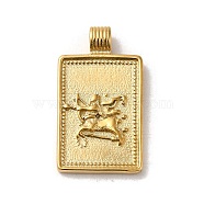 304 Stainless Steel Pendants, Rectangle with Constellations, Real 14K Gold Plated, Sagittarius, 25x14x2mm, Hole: 2mm(X-STAS-L022-306G-07)