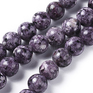 Natural Labradorite Beads Strands, Dyed & Heated, Round, Dark Violet, 8mm, Hole: 1.2mm, about 47pcs/strand, 14.9 inch(38cm)(X-G-G796-01B-02)