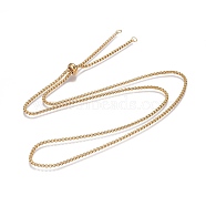 Adjustable 304 Stainless Steel Slider Necklaces, with Box Chains and Slider Stopper Beads, Real 24k Gold Plated, 29.7 inch(75.4cm)(X-NJEW-L156-002B-G)