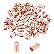 Unicraftale PVD Vacuum Plating 304 Stainless Steel Cord Ends, End Caps, Column, Rose Gold, 9.5x4.5mm, Hole: 2mm, Inner Diameter: 4mm, 50pcs/box(STAS-UN0017-90RG)