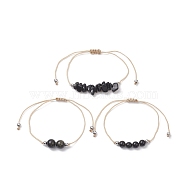 3Pcs 3 Style Natural Obsidian Braided Bead Bracelets Set, Nylon Thread Adjustable Bracelets for Women, Inner Diameter: 3-3/8 inch(8.5cm), 1Pc/style(BJEW-JB09334-03)