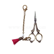 Zinc Alloy Scissors, Embroidery Scissors, Sewing Scissors, Antique Bronze, 110x48mm(PW-WG38924-03)