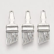 Tibetan Style Alloy Pendants,  Cadmium Free & Lead Free, Brush, Antique Silver, 26.5x9x2.5mm, Hole: 1.5mm(X-TIBEP-T009-05AS-RS)