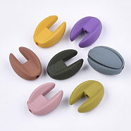 Rubberized Style Acrylic Combined Beads, Interlocking Beads, Mixed Color, 22x16x10mm, Hole: 2mm(X-OACR-T011-129)