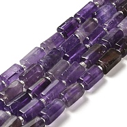 Natural Amethyst Beads Strands, with Seed Beads, Faceted, Column, 8.5~11x5.5~6.5mm, Hole: 1mm, about 14~15pcs/strand, 7.48''(19cm)(G-N327-06-18)
