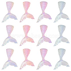 30Pcs 4 Colors Luminous Transparent Resin Cabochons, Imitation Fish Tail, Glow in the Dark, Mixed Color, 39x27x4mm(RESI-CJ0003-57)