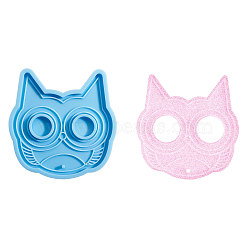 Owl Shape Food Grade DIY Silicone Pendant Molds, Fondant Molds, Baking Molds, Chocolate, Candy, Biscuits, UV Resin & Epoxy Resin Jewelry Making, Sky Blue, 110x106x11mm, Inner Size: 100x96mm, Hole: 2.5mm(SIL-CJC0001-02)