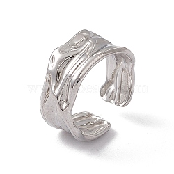 Non-Tarnish 304 Stainless Steel Twist Wave Open Cuff Ring for Women, Stainless Steel Color, US Size 7 1/4(17.5mm)(X-RJEW-C045-22P)