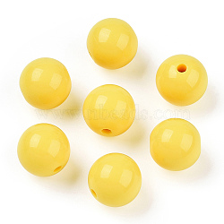 Opaque Acrylic Beads, Round, Yellow, 15.5x15mm, Hole: 2.5mm, about 216pcs/500g(MACR-N017-05C)