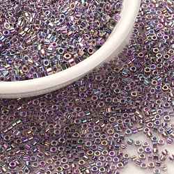 Cylinder Seed Beads, Uniform Size, Transparent Colours Rainbow, Purple, 2x1.3~1.5mm, Hole: 0.8~1mm, about 80000pcs/bag, 450g/bag(SEED-H001-A01)