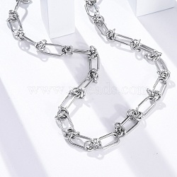 304 Stainless Steel Oval Knot Link Chain Necklaces for Women Men, Stainless Steel Color, 15.79 inch(40.1cm)(NJEW-P321-02P)