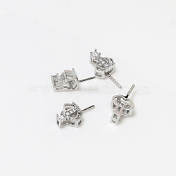 Brass Micro Pave Clear Cubic Zirconia Crown Head Pins, for Baroque Pearl Making, Platinum, 16x8mm(BAPE-PW0002-19B-02)