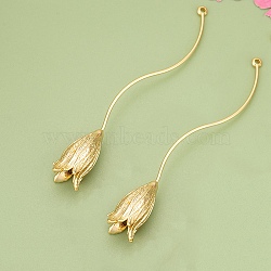 Three-Dimensional Flower Brass Pendants, Real 18K Gold Plated, 71.5x10x10.5mm, Hole: 1.6mm(KK-V006-02G-03)