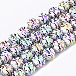 Electroplate Glass Beads Strands, Round, Colorful, 10x9.5mm, Hole: 1.2mm, about 30pcs/strand, 11.2 inch(EGLA-S177-09B-05)