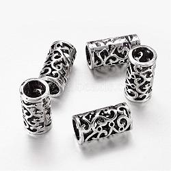 Antique Silver Alloy European Beads, Large Hole Hollow Column Beads, Lead Free and Cadmium Free, 11mm in diameter, 21.5mm thick, hole:8mm(X-LF11569Y)