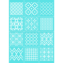 Self-Adhesive Silk Screen Printing Stencil, for Painting on Wood, DIY Decoration T-Shirt Fabric, Turquoise, Flower Pattern, 19.5x14cm(DIY-WH0173-001W)