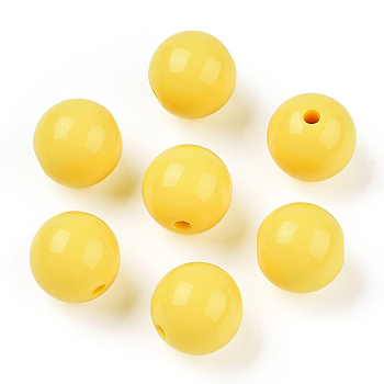 Opaque Acrylic Beads, Round, Yellow, 15.5x15mm, Hole: 2.5mm, about 216pcs/500g