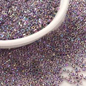 Cylinder Seed Beads, Uniform Size, Transparent Colours Rainbow, Purple, 2x1.3~1.5mm, Hole: 0.8~1mm, about 80000pcs/bag, 450g/bag