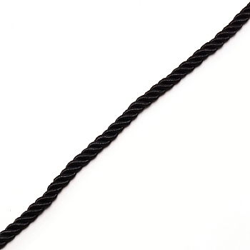 Polyester Cord, Curtain, Sofa Accessories, Black, 8mm, about 90m/bundle