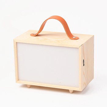 Wooden Storage Box, with Acrylic Transparent Cover and Handle, Rectangle, BurlyWood, 13x11x26cm