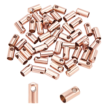 Unicraftale PVD Vacuum Plating 304 Stainless Steel Cord Ends, End Caps, Column, Rose Gold, 9.5x4.5mm, Hole: 2mm, Inner Diameter: 4mm, 50pcs/box