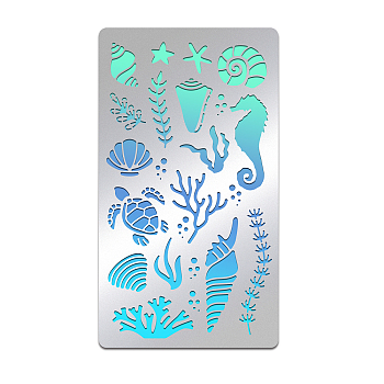 Stainless Steel Cutting Dies Stencils, for DIY Scrapbooking/Photo Album, Decorative Embossing DIY Paper Card, Matte Stainless Steel Color, Sea Animals, 177x101mm