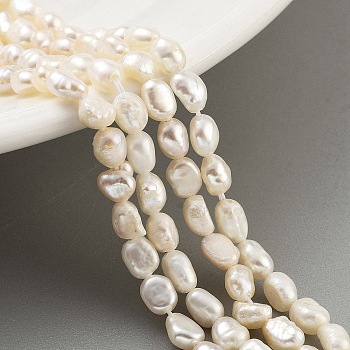 Natural Keshi Pearl Cultured Freshwater Pearl Beads Strands, Baroque Pearls, Two Sides Polished, Grade 3A, Old Lace, 3~4mm, Hole: 0.5mm, about 33pcs/strand, 7.09''(18cm)