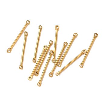 Ion Plating(IP) 304 Stainless Steel Connector Charms, Bar Links, Real 18K Gold Plated, 20x2x1mm, Hole: 1mm