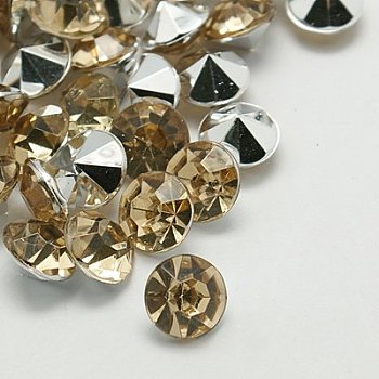 Imitation Taiwan Acrylic Rhinestone Pointed Back Cabochons, Faceted, Diamond, Light Khaki, 5x4mm