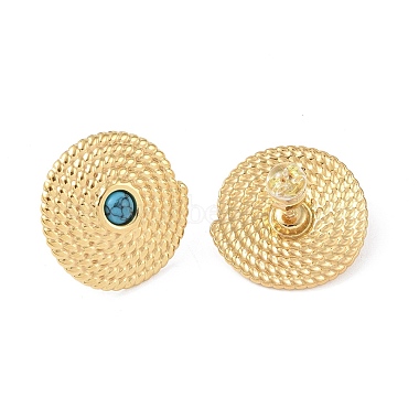 Natural Turquoise & 304 Stainless Steel Rope Disc Stud Earrings for Women(EJEW-G390-04G-02)-2