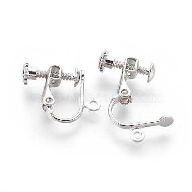 Racking Plated Brass Clip-on Earring Findings(KK-P169-01P)-2