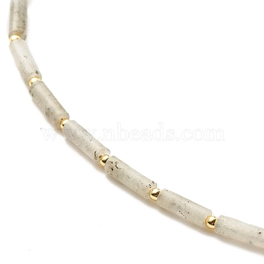 Collier de perles de colonne de labradorite naturelle avec hématite synthétique(NJEW-JN03840-03)-4