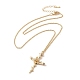 304 Stainless Steel Cross with Flower Pendant Necklaces for Women(NJEW-A020-03A-G)-2