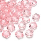 Transparent Glass Beads, Star, Pink, 15~17x16~17.5x8mm, Hole: 1.2mm, 400pcs/1000g(GLAA-B029-01M)