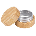 10G Bamboo & Aluminum Cream Jar, Refillable Cosmetic Bottle, Column, Moccasin, 4.1x2.6cm(CON-WH0112-016A)