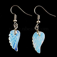 Opalite Wings Dangle Earrings, Platinum Plated Brass Jewelry for Women, 18x10mm(WI-PW0001-057D)