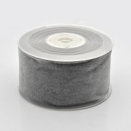 Polyester Velvet Ribbon for Gift Packing and Festival Decoration, Dark Gray, 2 inch(50mm), about 20yards/roll(18.29m/roll)(SRIB-M001-50mm-017)