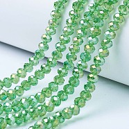 Electroplate Glass Beads Strands, AB Color Plated, Faceted, Rondelle, Light Green, 2.5x2mm, Hole: 0.4mm, about 199pcs/strand, 13.4 inch(34cm)(EGLA-A034-T1mm-B11)