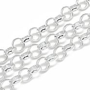 Unwelded Aluminum Rolo Chains, Belcher Chain, Gainsboro, 10x3.2mm(CHA-S001-078)