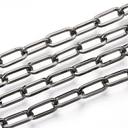 Unwelded Iron Paperclip Chains, Flat Oval, Drawn Elongated Cable Chains, with Spool, Gunmetal, 12.5x6x1.2mm, about 82.02 Feet(25m)/roll(CH-S125-02F-B)