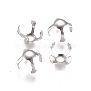 304 Stainless Steel Rhinestone Claw Settings, Stainless Steel Color, Tray: 4mm, 8.5x8.5x5.8mm(STAS-L234-164C)