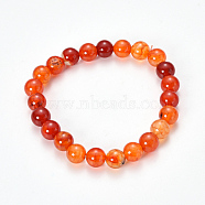 Natural Dragon Veins Agate Beaded Stretch Bracelets, Dyed, Round, Coral, 2-1/8 inch(55mm)
(BJEW-Q692-02I)