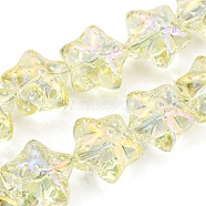 Full Rainbow Plated Electroplate Transprarent Glass Beads Strands, Starfish, Light Goldenrod Yellow, 16.5x17.5x11.5mm, Hole: 1.4mm, about 40pcs/strand, 25.20 inch(64cm)(EGLA-G037-07A-FR01)