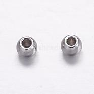 201 Stainless Steel Spacer Beads, Round, Stainless Steel Color, 3mm, Hole: 1.8mm(STAS-K146-057-B)