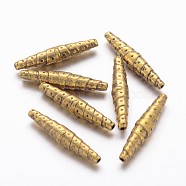 Tibetan Style Alloy Beads, Lead Free and Cadmium Free, Tube, Antique Golden, 25x5mm, Hole: 1mm(GLF0480Y)