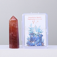 Point Tower Natural Strawberry Quartz Healing Stone Wands, for Reiki Chakra Meditation Therapy Decos, Hexagonal Prisms, 50mm(PW-WG51681-09)
