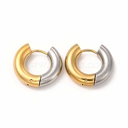 Two Tone 303 Stainless Steel Huggie Hoop Earrings for Women, Golden & Stainless Steel Color, 18.5x20x5mm, Pin: 1mm(EJEW-C011-07D-1)